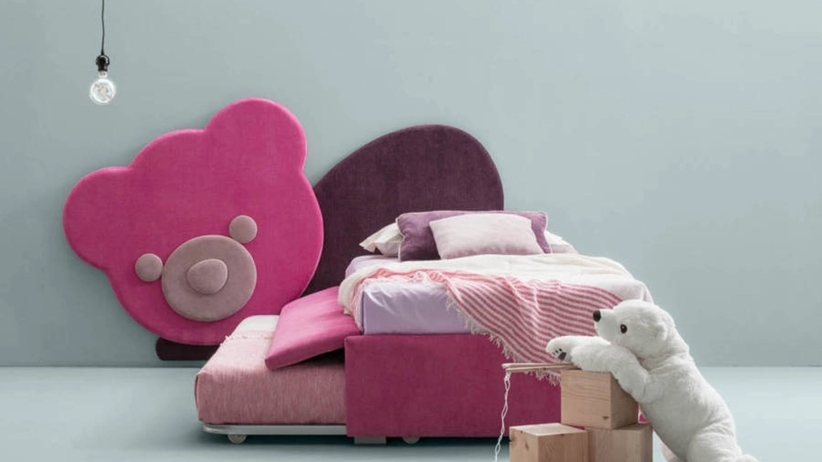 Letto singolo per bambini, in tessuto con letto estraibile Ted di Bside