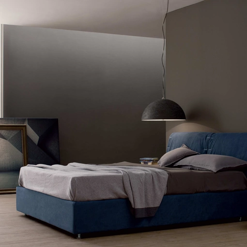 Letto in tessuto imbottito con testiera London di Spagnol Mobili