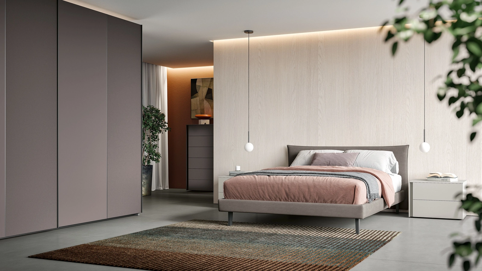 Letto matrimoniale con testiera Step di Spagnol Mobili