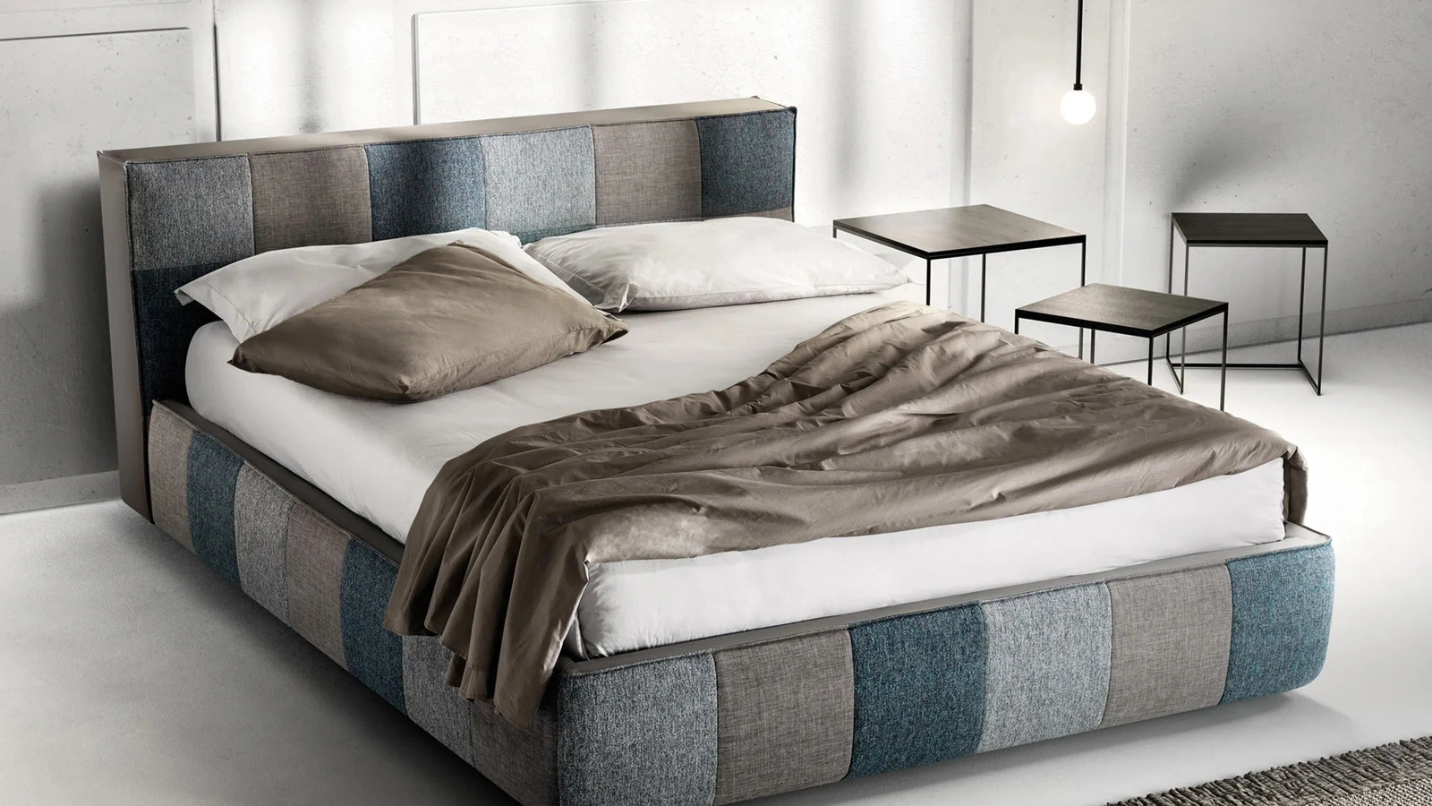 Letto in tessuto imbottito trapuntato Square di Bside