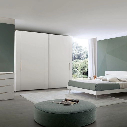 Letto finitura bianco opaco con testiera Time Led di S75