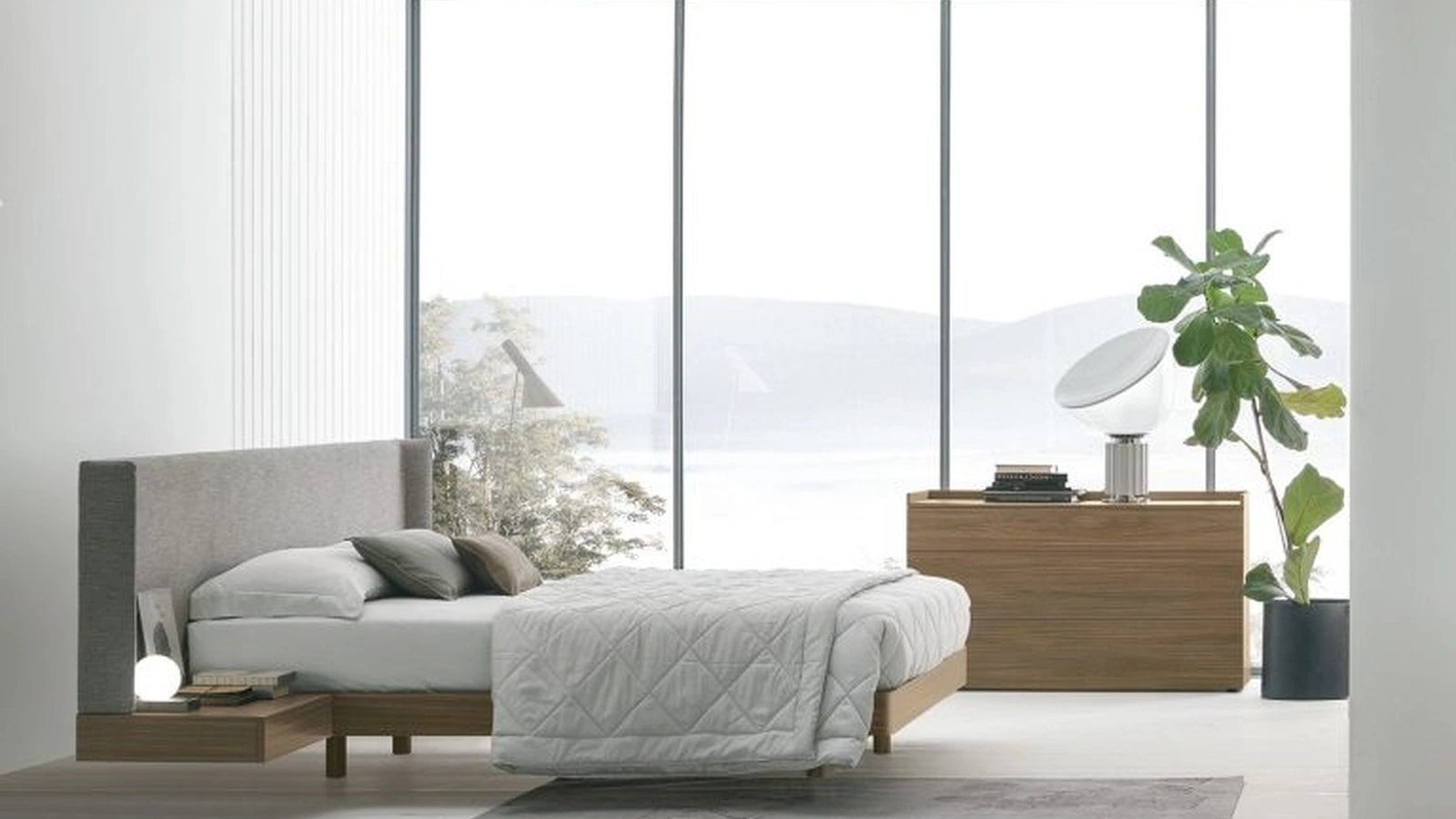 Letto Fusion con testiera in tessuto di Tomasella