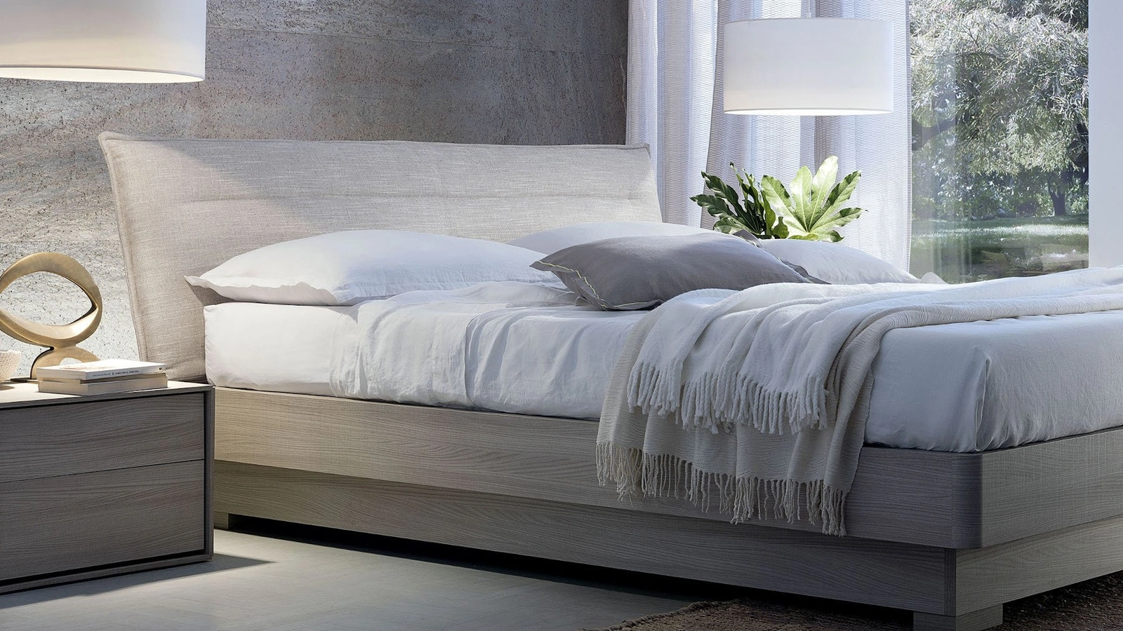 Letto Voilà Style Box con testiera imbottita di S75