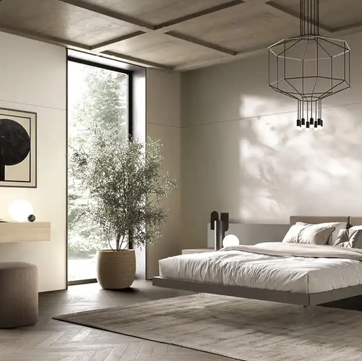 Letto Wall Panel M15 con testiera imbottita di Moretti Compact Giorno Notte