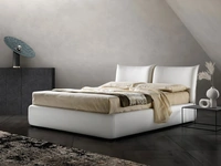 Letto in tessuto imbottito con testiera e box contenitore Zen di Bside