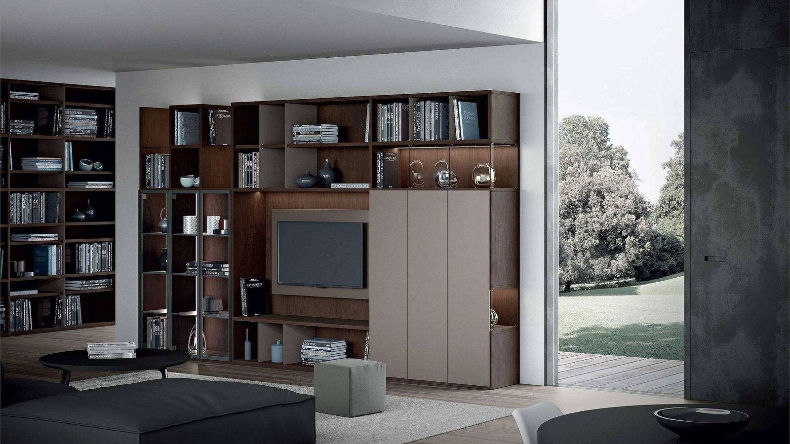 Libreria Mood 07 in legno e laccato di Astor Mobili