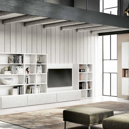 Libreria a muro Bookcase 02 in laccato opaco di Spagnol Mobili