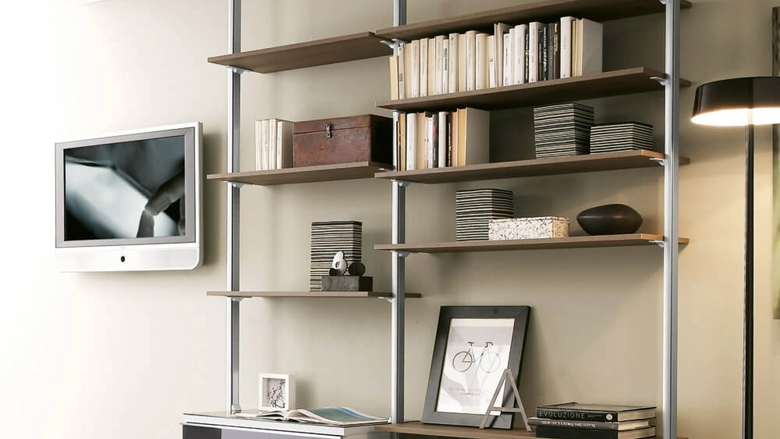 Libreria Cortina in metallo e melaminico di Ponti Terenghi