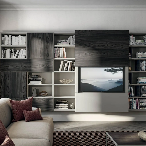 Libreria a muro Edis CF 064 in legno e laccato opaco di Fimar