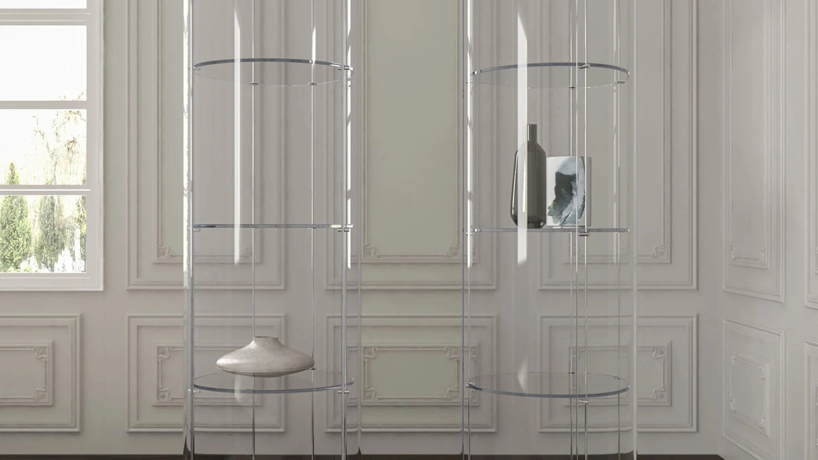 Libreria in vetro Ego Round di Tonin Casa