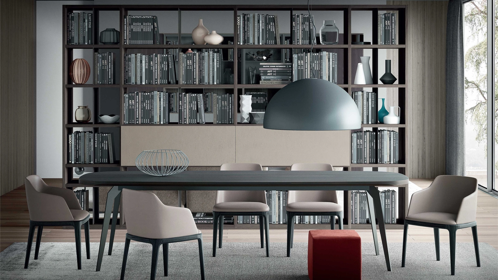 Libreria Mood 11A in legno e laccato di Astor Mobili