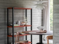 Libreria componibile Palinfrasca con ripiani in laccato opaco e struttura in Frassino Nero di Miniforms