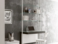 Libreria Pienza in metallo e vetro con piano scrivania di Ponti Terenghi