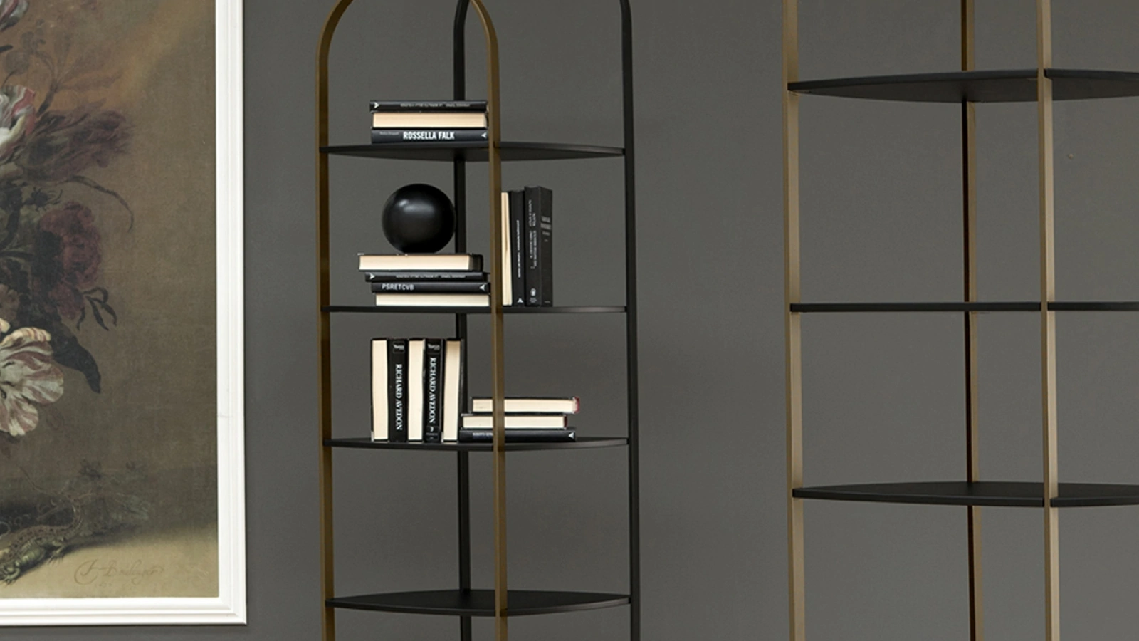 Libreria divisoria di design in metallo bronzato o laccato Sand di Tonin Casa