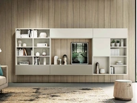 Libreria a muro Vega Day sospeso in laccato opaco di Spagnol Mobili