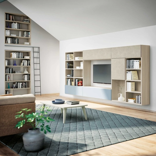 Libreria sospesa Vega Day Touch Madreperla di Spagnol Mobili