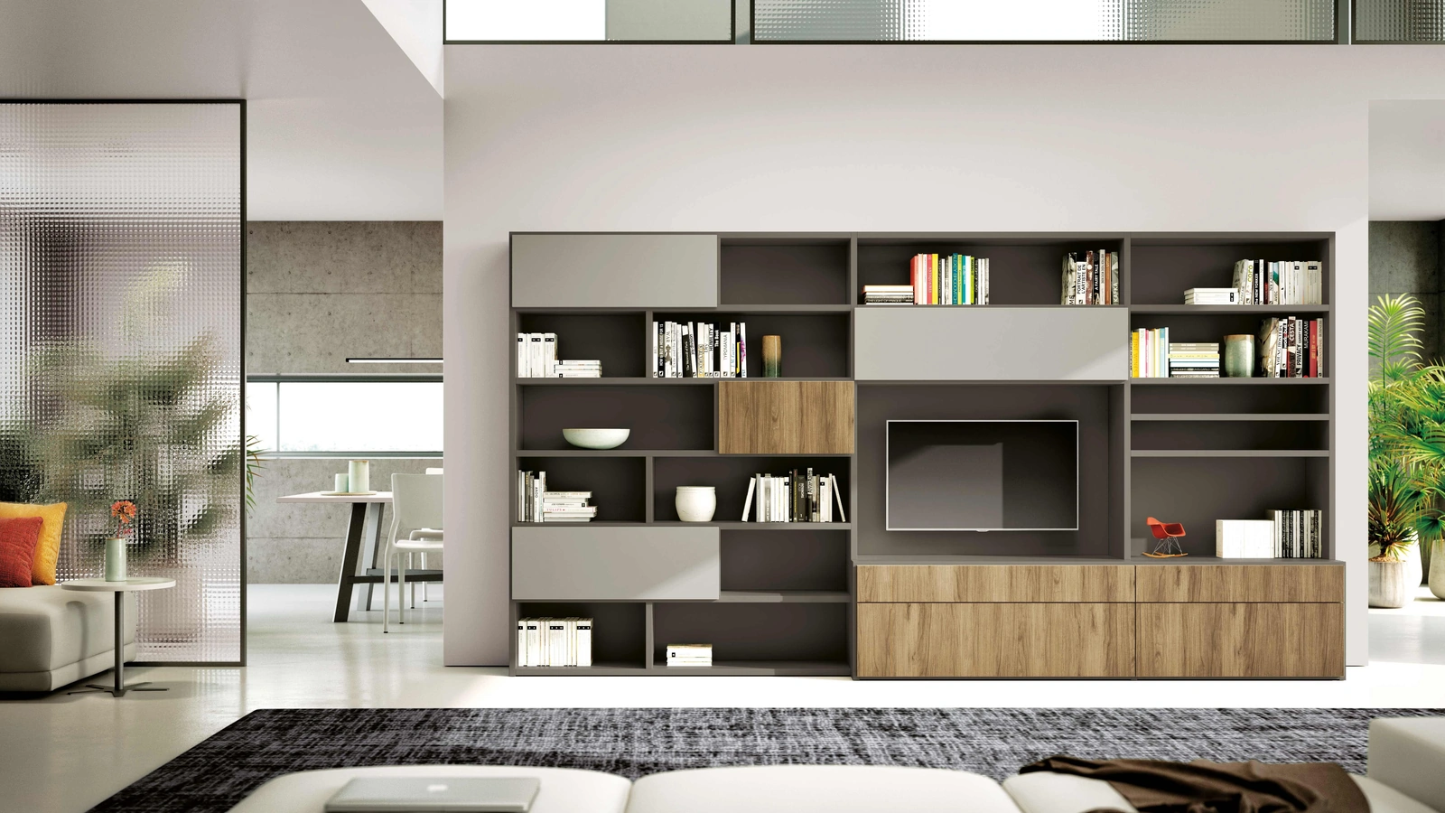 Libreria a muro Vega Day sovrapposto 02 di Spagnol Mobili