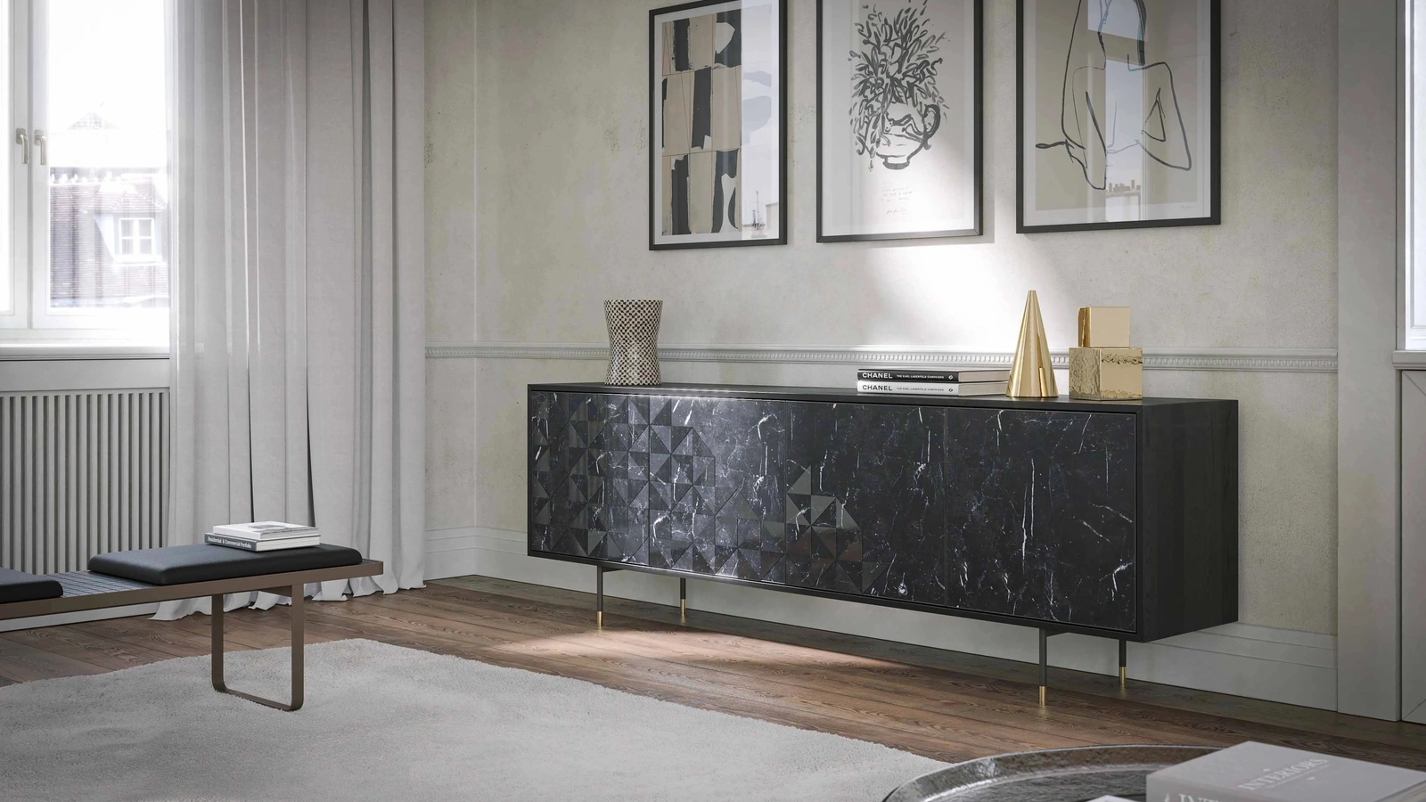 Madia Apogeo in frassino e marmo di Tonin Casa