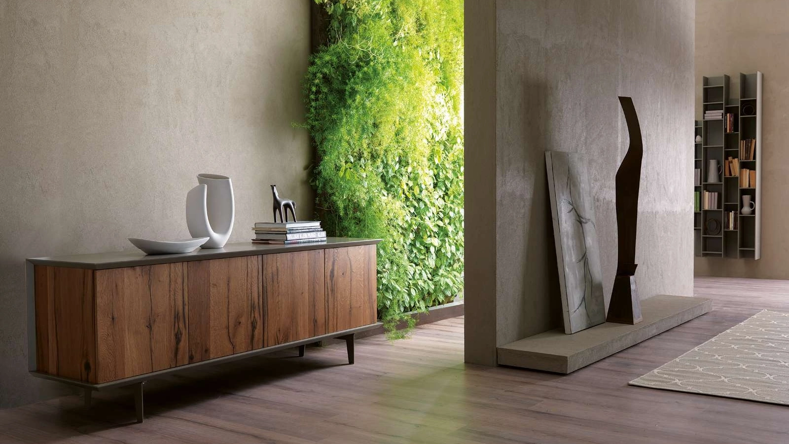 Madia in legno di Rovere vecchio con piedini in metallo Brera di Ozzio