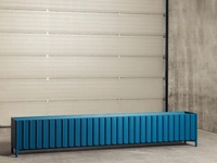Madia Container di ispirazione industriale con apertura ante a libro in laccato Bisanzio opaco di Miniforms
