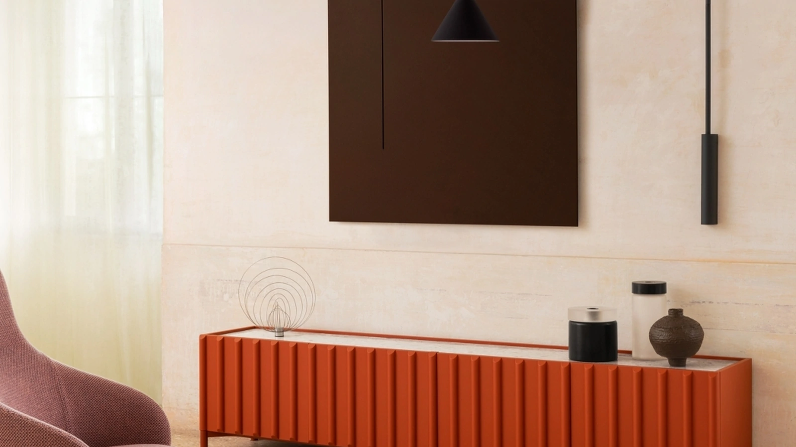 Madia Container di ispirazione industriale con apertura ante a libro in laccato Bisanzio opaco di Miniforms