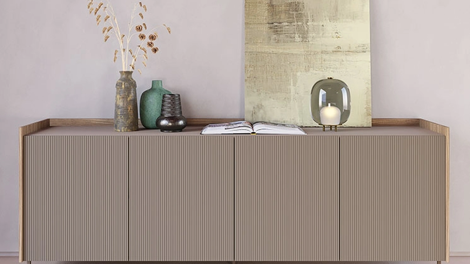 Madia Edra in laccato Ecrù e Olmo terra di Astor Mobili