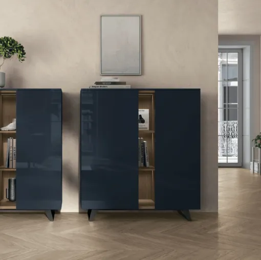 Madia verticale Lydia in laccato lucido blu di prussia di Tomasella