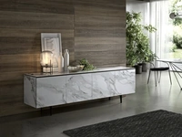 Madia moderna in ceramica Calacatta effetto marmo Armor di Ozzio