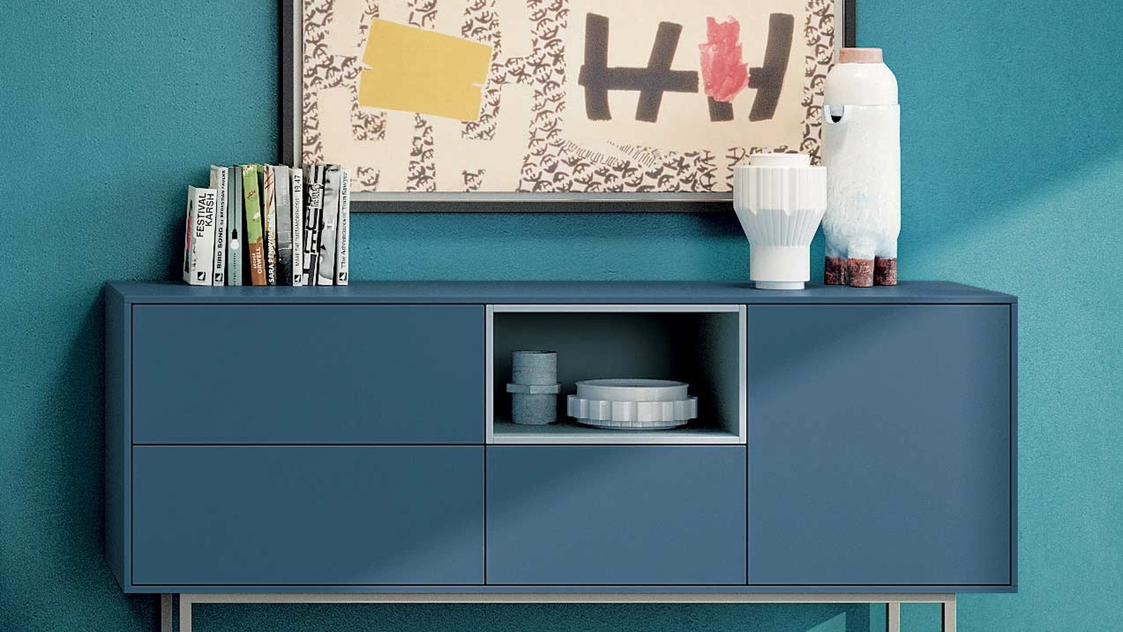 Madia Regolo in laccato opaco di Spagnol Mobili