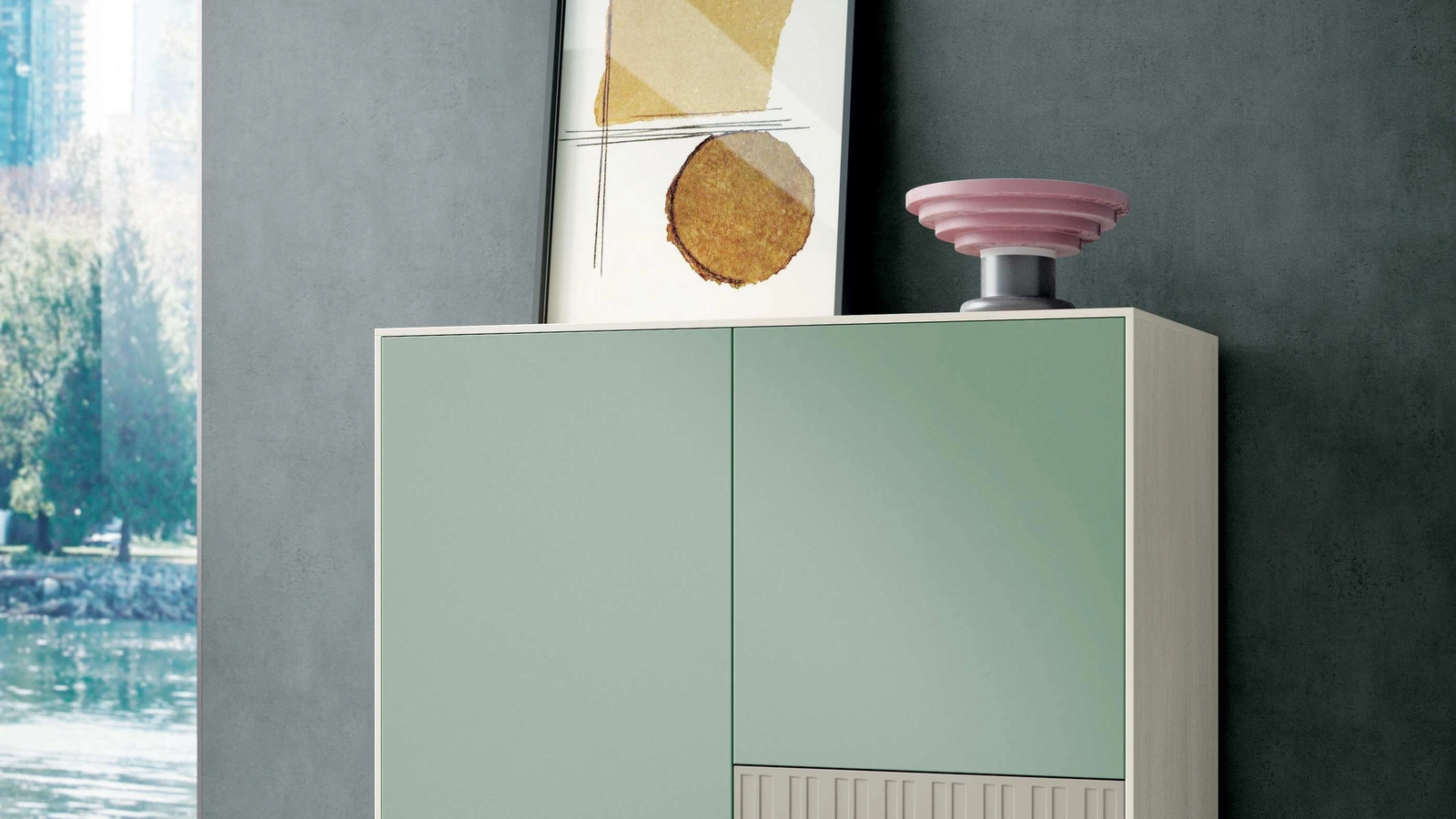 Madia Creek in laccato opaco con motivo decorativo di Spagnol Mobili