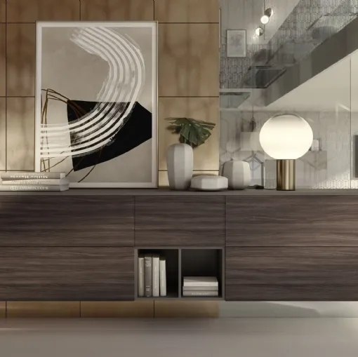 Madia sospesa In finitura olmo dark grey Supreme Ingrid di S75