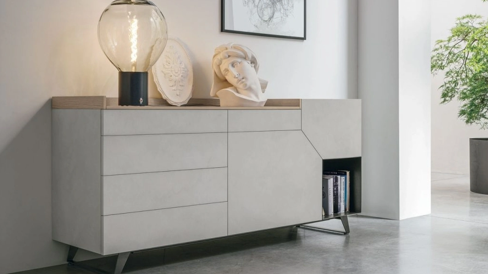 Madia Remix X05 in materico cemento chiaro di Tomasella