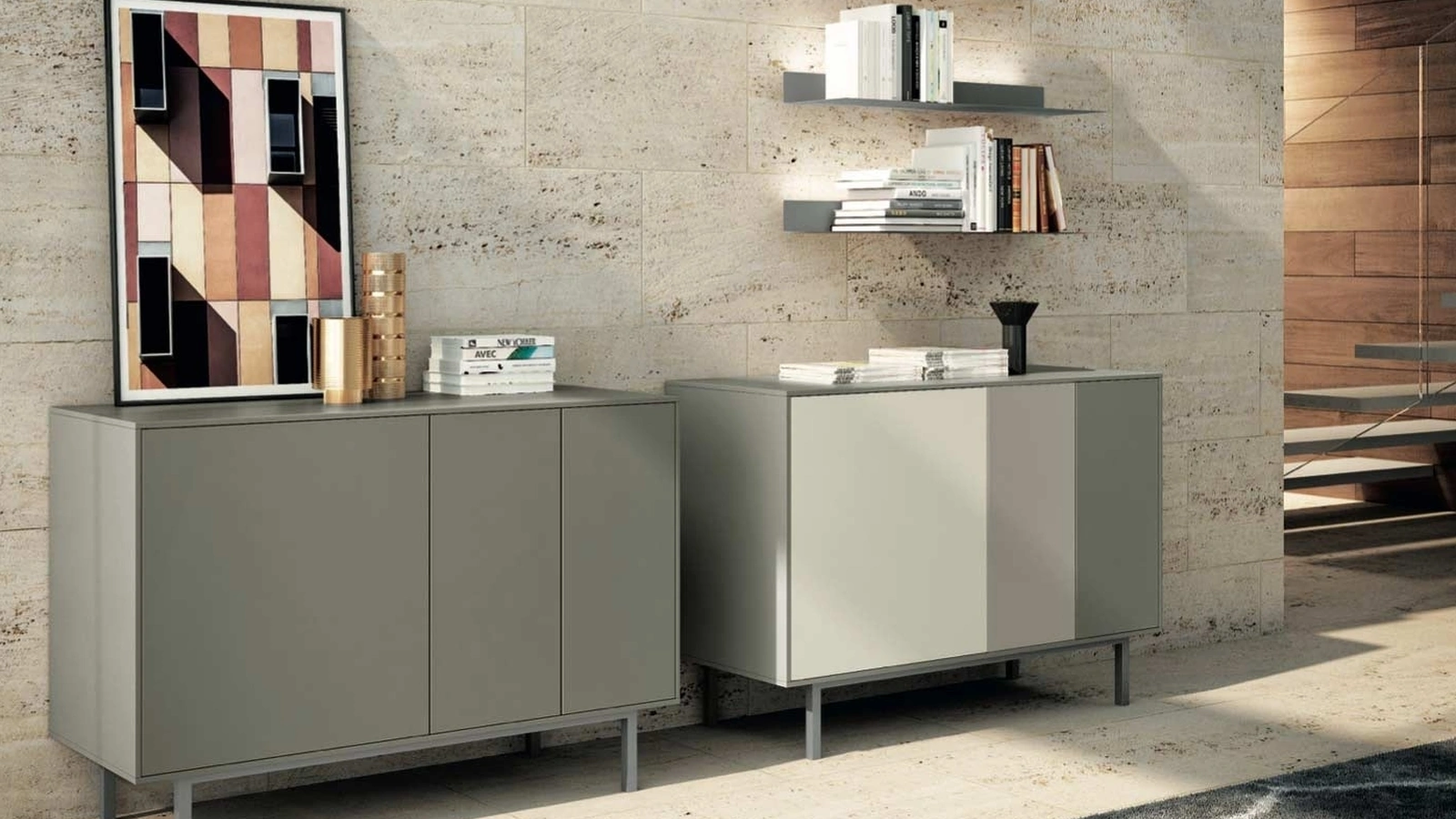 Madia Zelig in laccato opaco di Spagnol Mobili