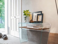 Mobile Ingresso Consolle Altamura in vetro con ripiano in legno di Tonin Casa