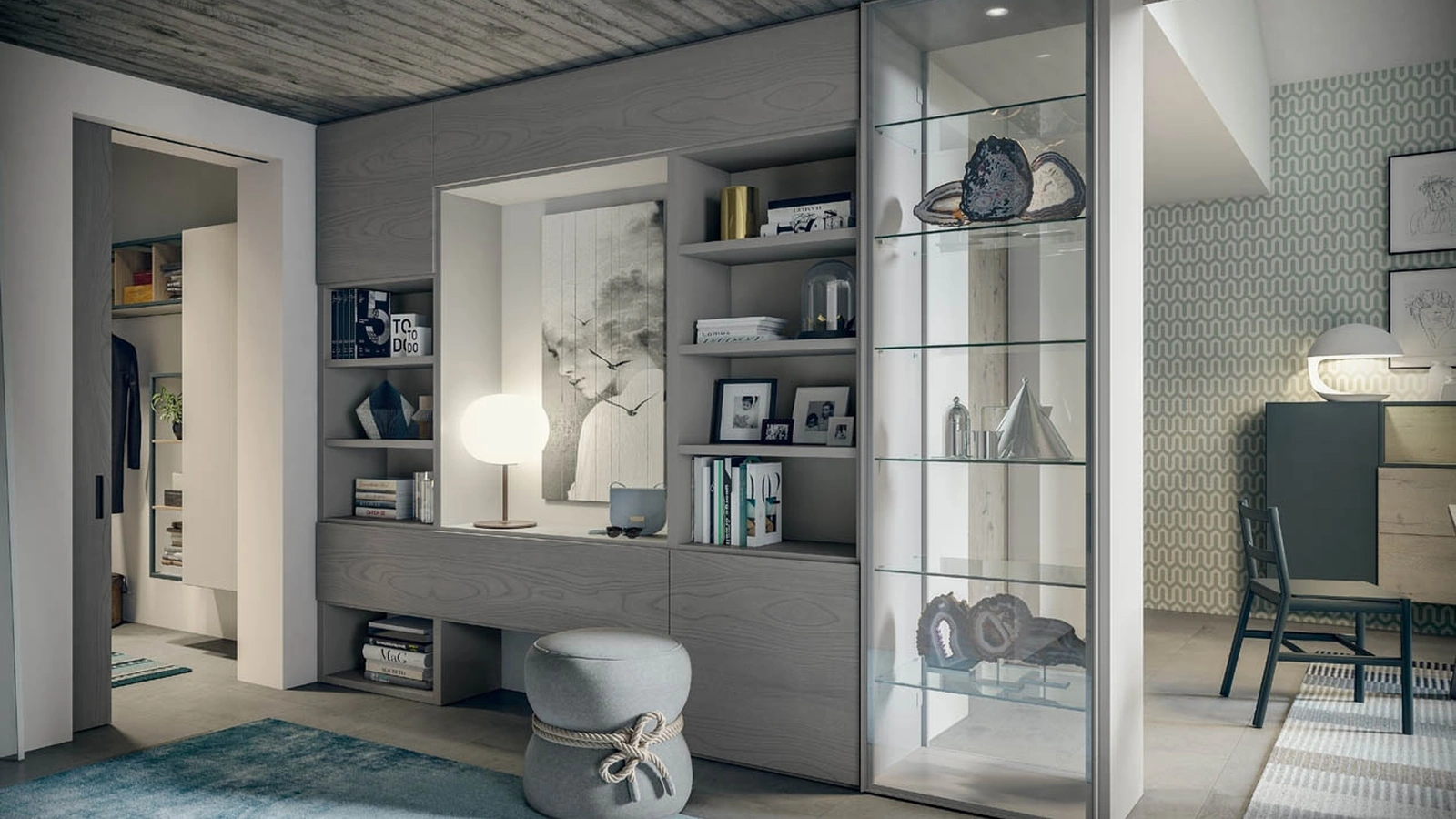 Mobile ingresso Edis CF 107 in legno e vetro di Fimar