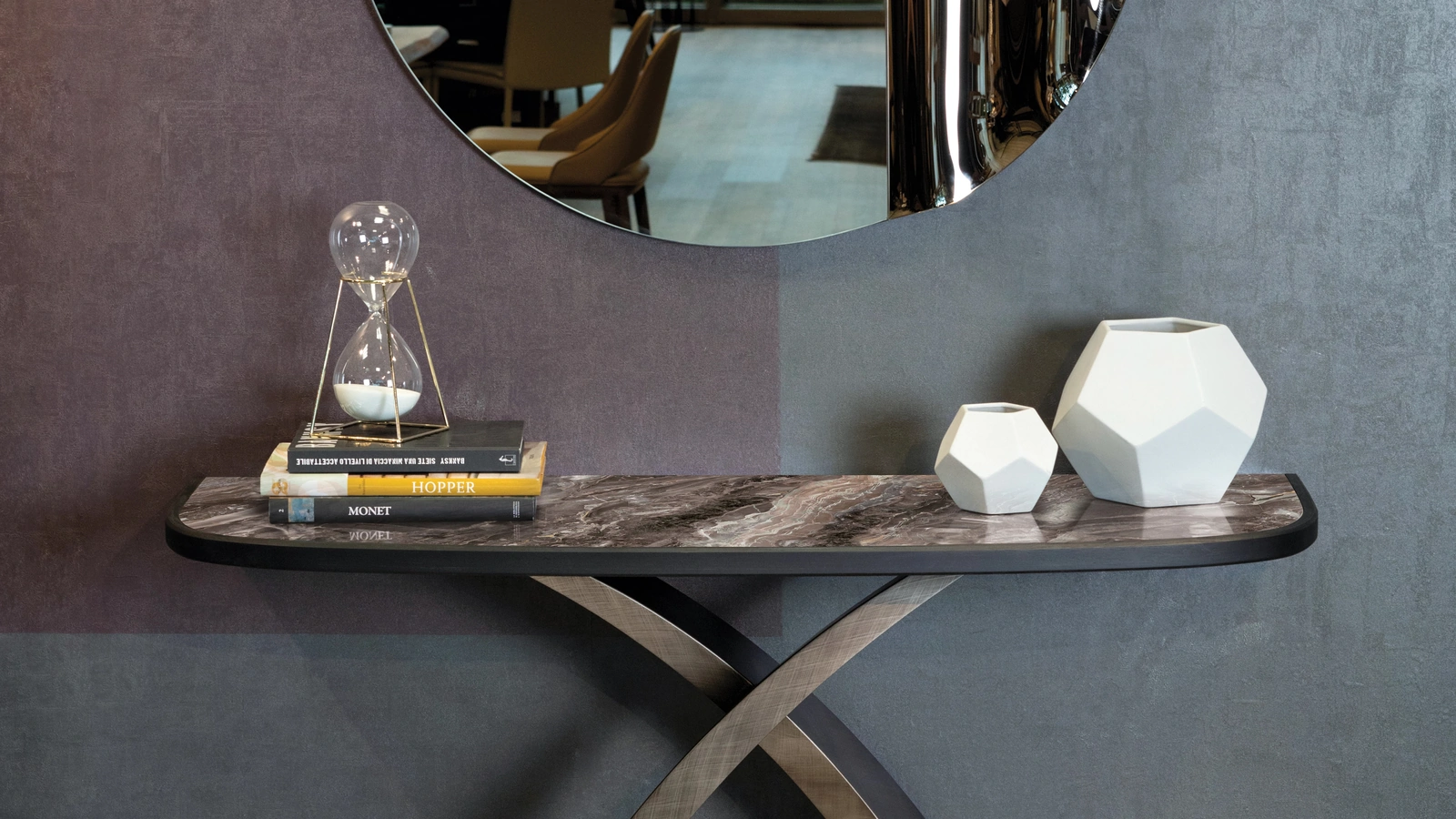 Mobile ingresso Eliseo Élite in gres porcellanato e legno massello di Tonin Casa