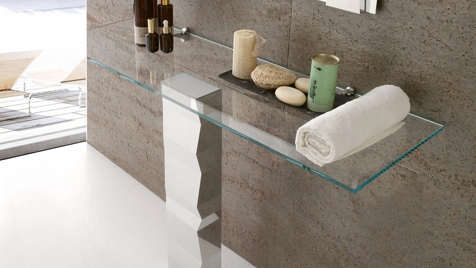 Consolle di design in cristallo Flagstaff di Ponti Terenghi