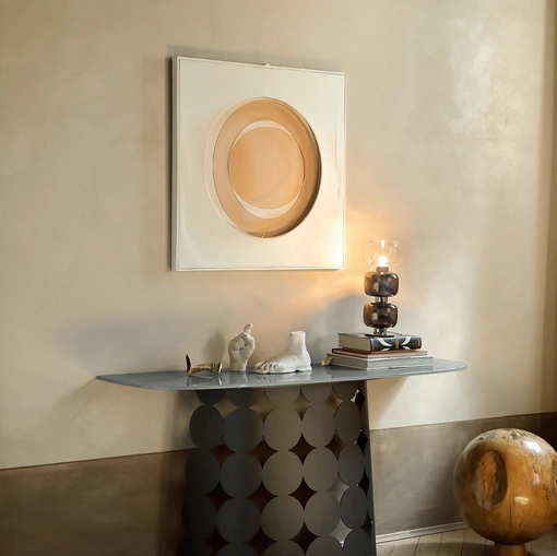 Mobile ingresso con top in grès porcellanato con base in metallo verniciato Consolle Pois di Tonin Casa