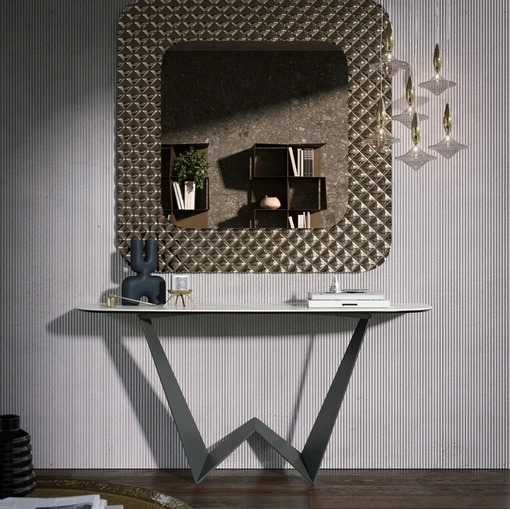 Mobile ingresso Consolle Reverse con top in gres porcellanato di Tonin Casa