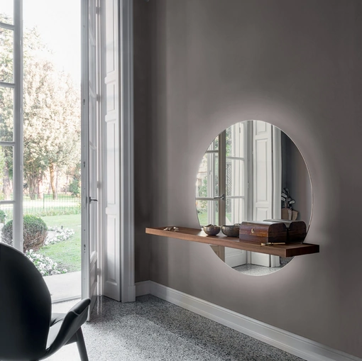 Mobile Ingresso Consolle Sunset con top in legno e specchio di Tonin Casa