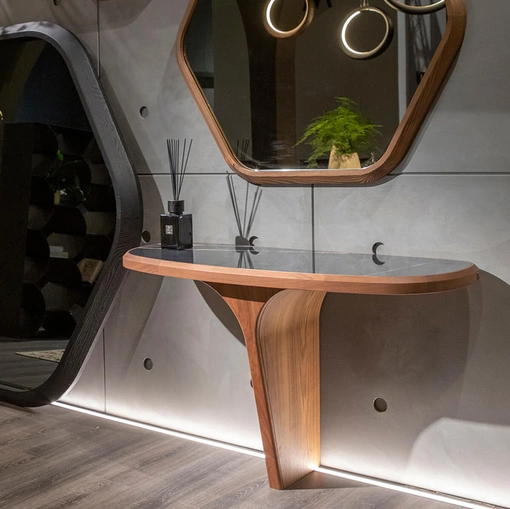 Mobile ingresso Consolle di design con top in porcellana e base in legno Tea di Tonin Casa