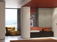 Mobile ingresso con specchio Type 04 in laccato opaco Castoro, Mattone e Moka di Astor Mobili