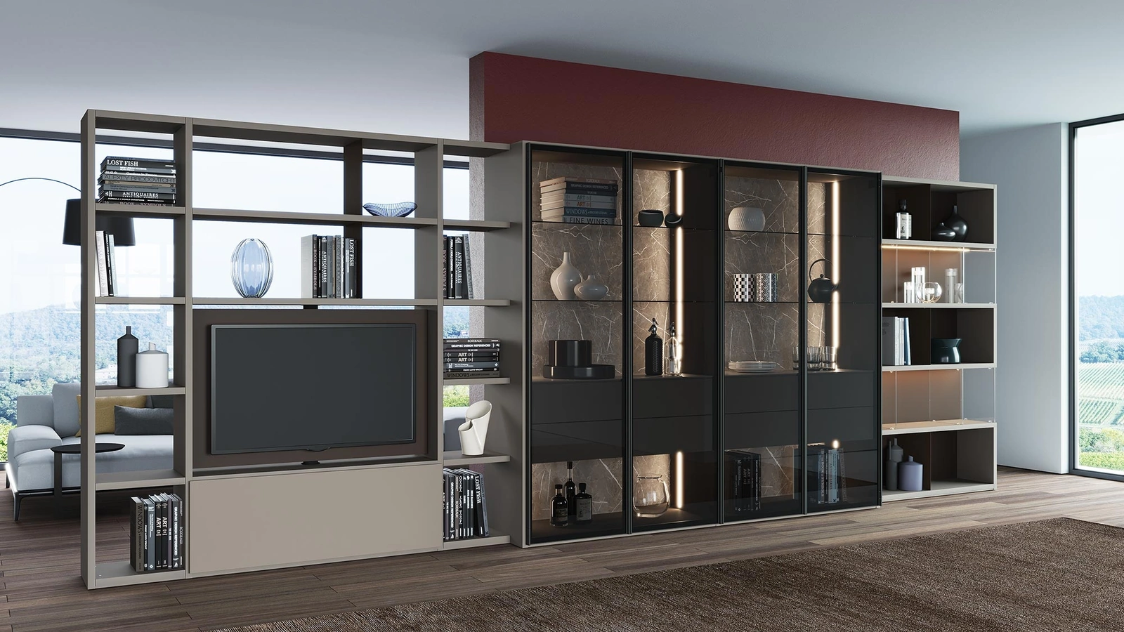 Mobile Porta Tv laccato opaco Revolving di Astor Mobili