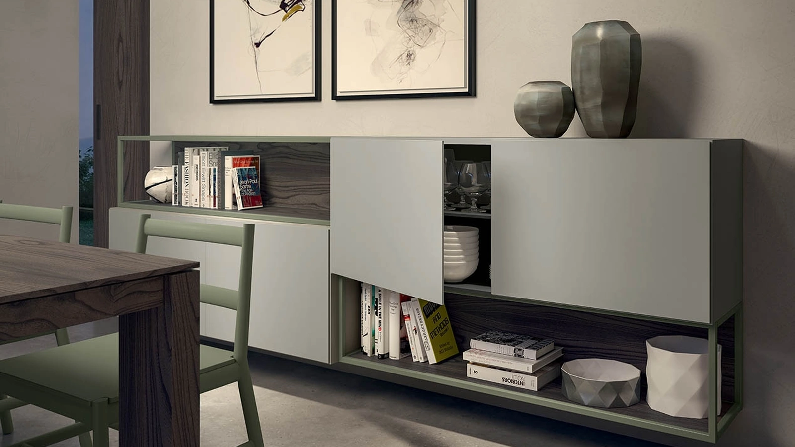 Mobile sospeso Rebel CF 024 in laccato opaco e legno di Fimar