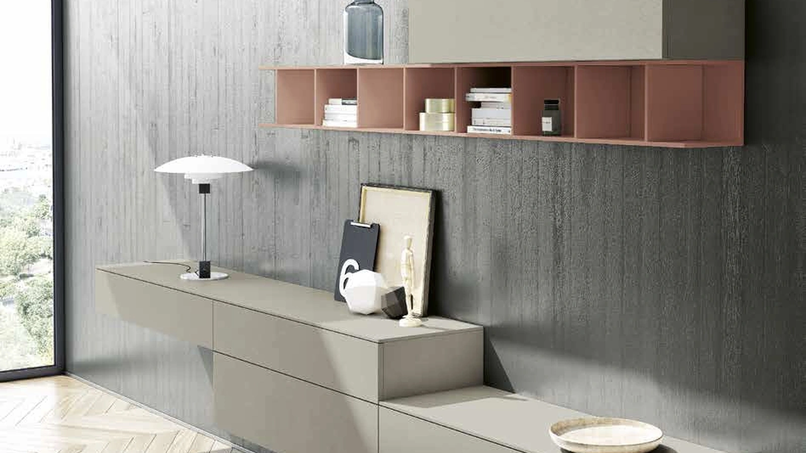 Parete Attrezzata Living 841 in laccato opaco di Spagnol Mobili