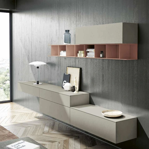 Parete Attrezzata Living 841 in laccato opaco di Spagnol Mobili