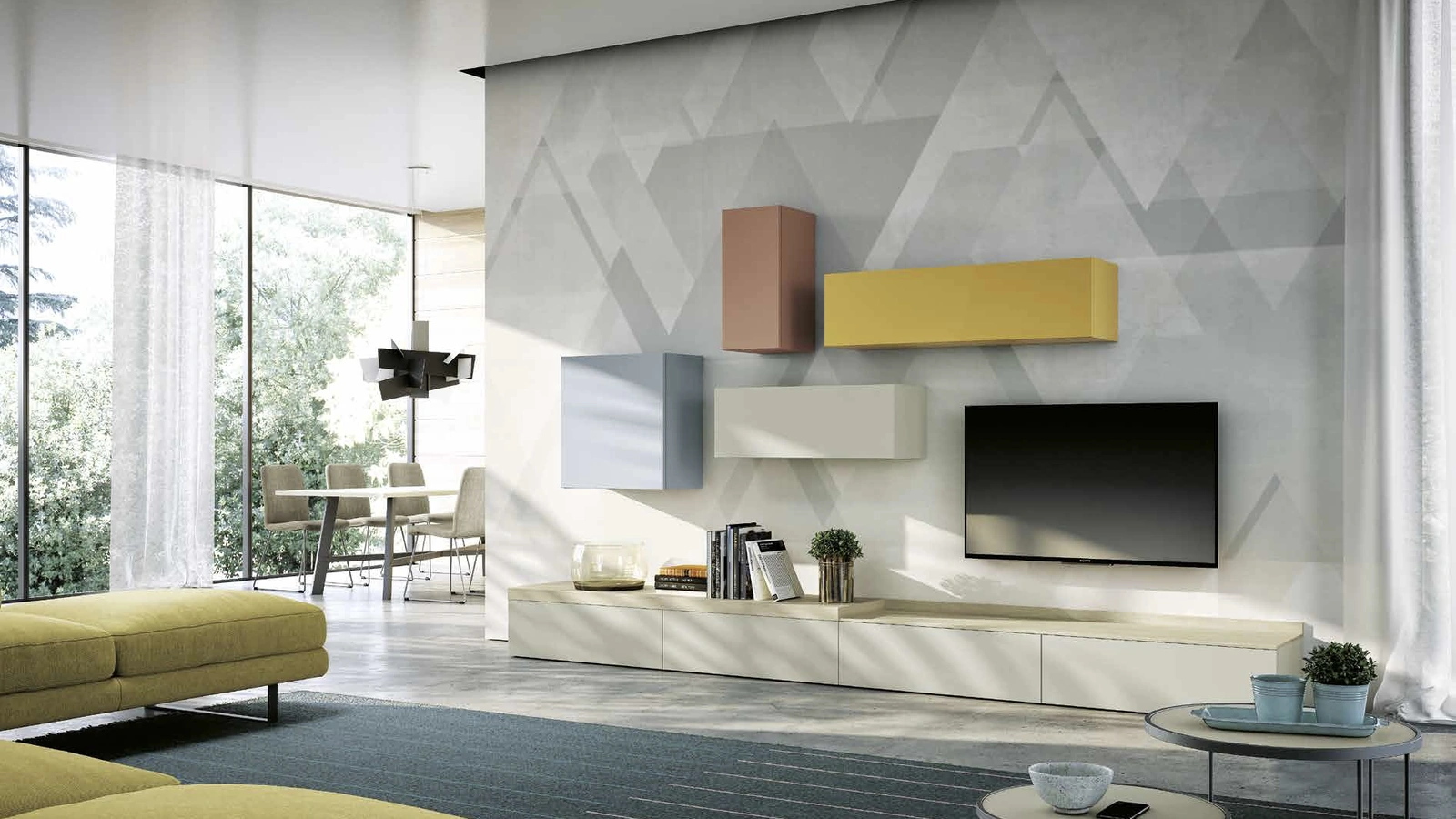 Parete Attrezzata Living 846 in laccato opaco di Spagnol Mobili