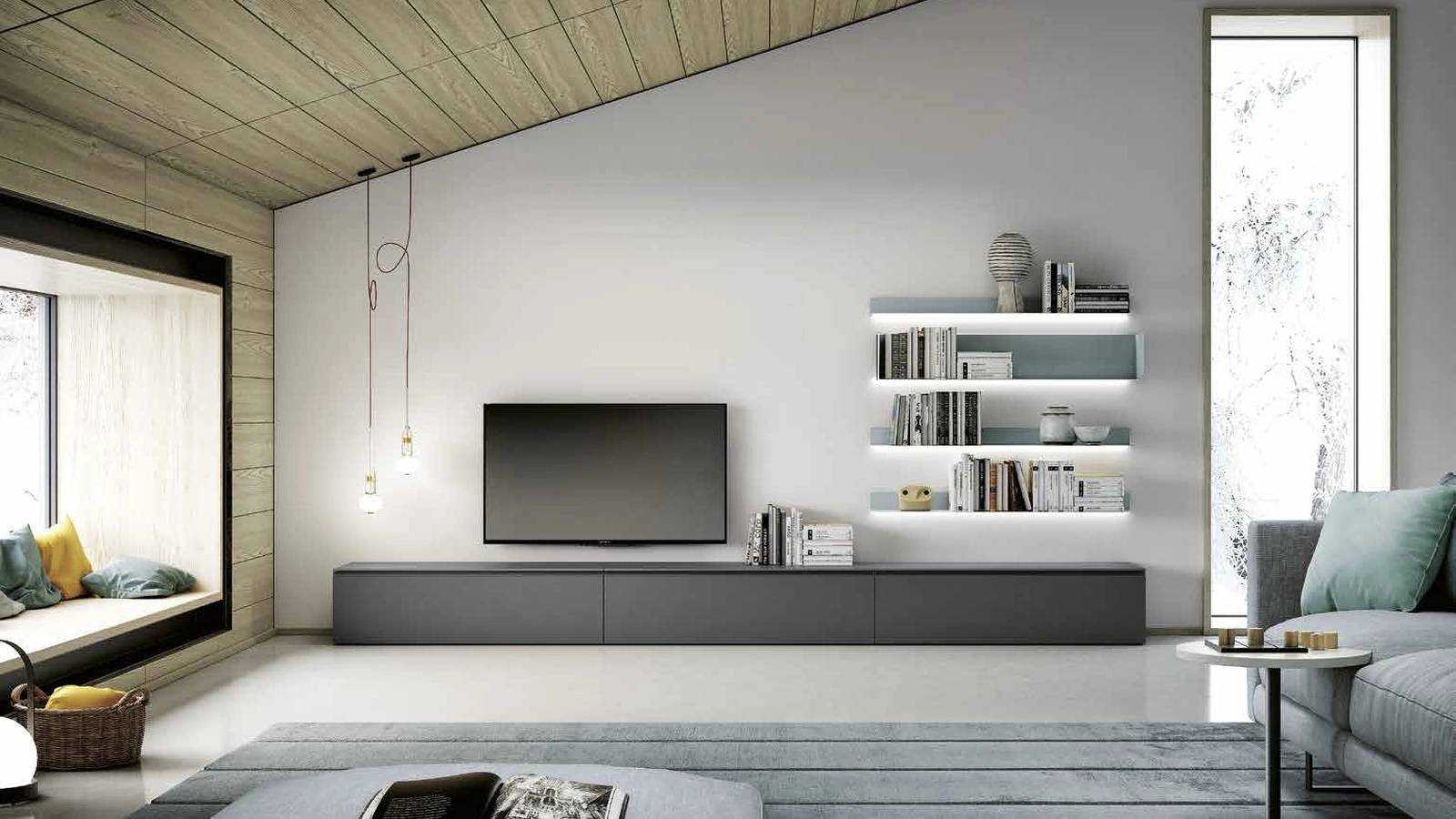 Parete Attrezzata Living 859 in laccato opaco di Spagnol Mobili