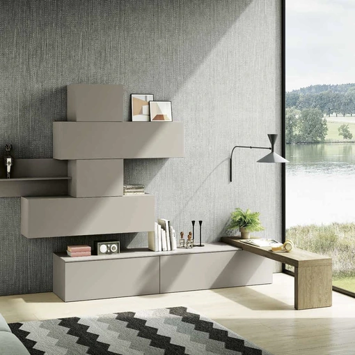 Parete Attrezzata Living 862 in laccato opaco di Spagnol Mobili