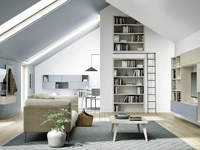 Parete Attrezzata sospesa Nordic in melaminico e laccato di Spagnol Mobili